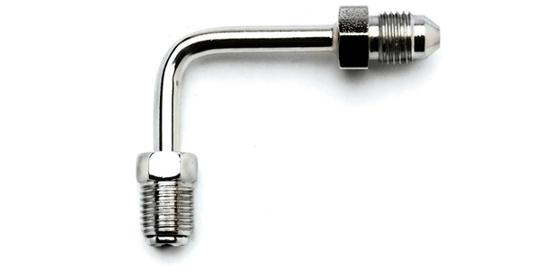 -3 x 3/8 x -24 Inverted Flare 90° Short Adapter Fitting by Russell Performance Products
